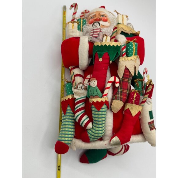 Vintage Santa Clause Ornament Hand Painted With Stockings Gift Box Candy Canes D - Picture 7 of 7